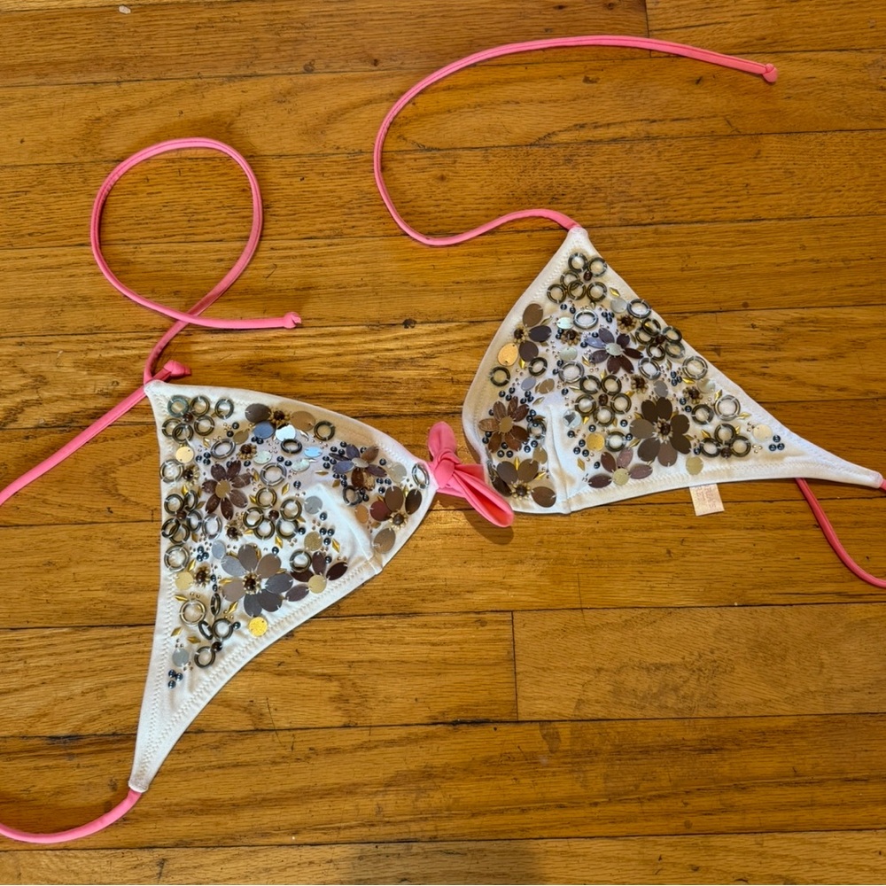 Victoria’s Secret vintage triangle bikini top embellished size large